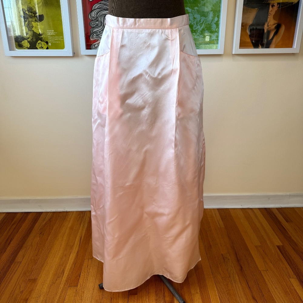 Y2K Light Pink Satin Maxi Skirt